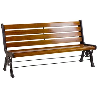 Parkbank Gartenbank Garten Bank Vollholz mahagoniefarben Gusseisen 155x61x80 cm