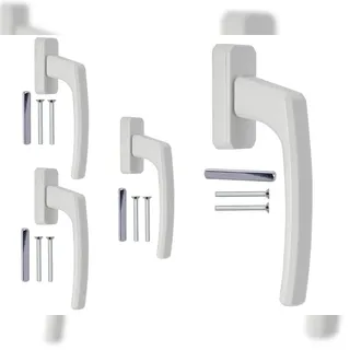 Stahlia ergonomische Fenstergriffe weiß Standard Aluminium 4 Stück)