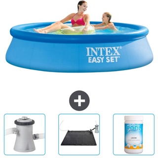 Intex runder aufblasbarer Easy Set-Pool – 244 x 61 cm – Blau – im Lieferumfang enthalten Filterpumpe für Schwimmbad - Solarmatte - Chlor