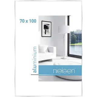 nielsen Bilderrahmen, 70 x 100 cm, Aluminium, Weiß glanz, Posterrahmen zum Aufhängen im Hoch- & Querformat, Echtglas, C2