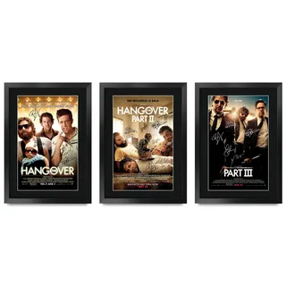 HWC Trading FR A3 The Hangover Collection x 3 Bradley Cooper, Zach Galifianakis Geschenke gedrucktes Poster, signiertes Autogramm, Bild für Film-Fans, A3 gerahmt, 3 Stück