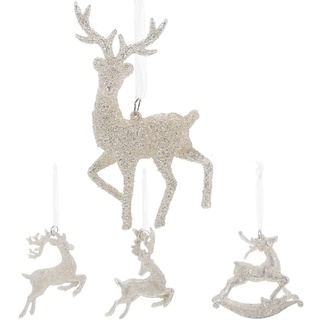ABOOFAN 4 Stück Weihnachts-elch-anhänger Feiertags-rentierfiguren Bauernhaus Rustikale Ornamente Elch Hängende Ornamente Urlaub Baumschmuck Hängende Glocken Kamindekor PVC Glas Requisiten