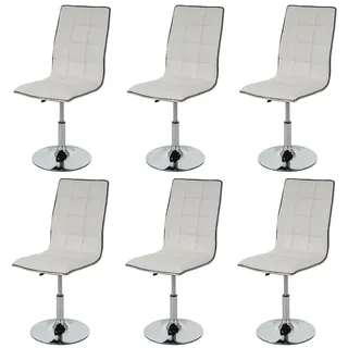Mendler Esszimmerstuhl HWC-C41 Kunstleder weiß 6er Set