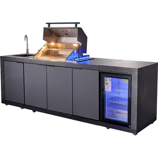 GORILLER® KING Outdoorküche | 5-Brenner Gasgrill | Kühlschrank | Spülbecken