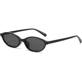YAMEIZE Ovale Katzenaugen Sonnenbrille Retro Vintage für Damen 90er Jahre Sonnenbrille Kleine Ovale Brille Schmale UV400 - Mellansmå