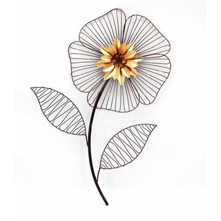 HOFMANN LIVING AND MORE Wanddekoobjekt Wanddeko Blume, Wanddekoration aus Metall goldfarben|schwarz
