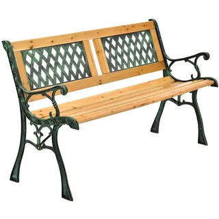 Juskys 2 Sitzer Gartenbank Sanremo aus Lackiertem Holz und Gusseisen