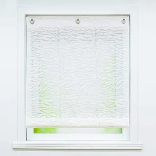 Joyswahl Voile Ösenrollo Transparenter Raffrollo Ausbrenner Raffgardinen »Lea« Schals Fenster Gardine mit Hakenaufhängung, Raffrollo ohne Bohren BxH 100x140cm Weiß 1 Stück
