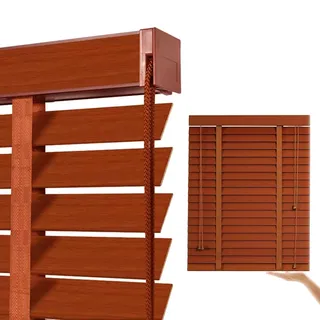 Holz Jalousie Jalousetten Blickschutz Holzjalousie 5 cm Lamellen, Verdunkelung Holzjalousie Maßanfertigung 35cm 45cm 60cm 70cm 80cm 120cm 150cm 160cm für jeden Raum geeignet(Dunkelbraun)