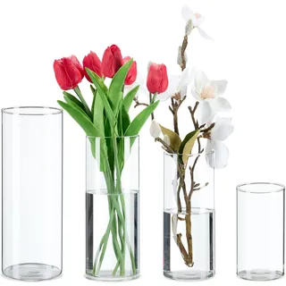 Relaxdays Vasen-Set Transparent 25 cm