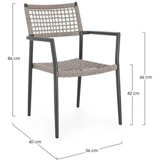 Bizzotto Gartenstuhl Caleta aus Aluminium, Taupe / Anthrazit, Stapelbar bunt