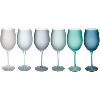 Villa d'Este Home Tivoli Shades of Blue Set aus 6 Frosted Gläsern, 550 ml