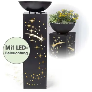 EasyMaxx LED Dekosäule 87 cm Beton-Optik Pflanzschale grau