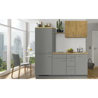 Küchenzeile mit Elektrogeräten  Breda ¦ grau ¦ Maße (cm): B: 185