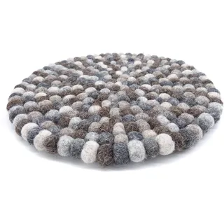 Filzuntersetzer rund 22cm grau Natur ungefärbt Handarbeit Topfuntersetzer bunt Bunte Filzkugel Untersetzer aus Filz von feelz
