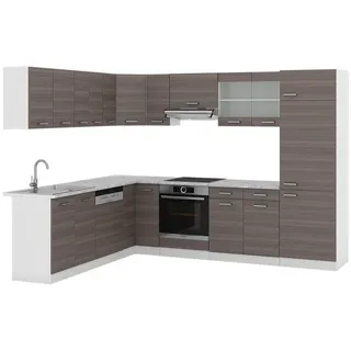 Vicco Winkelküche R-Line L-Form 227 x 287 cm Edelgrau/Weiß