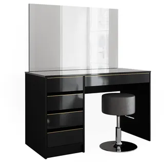 Vicco Schminktisch Sherry Schwarz Hochglanz Gold 120 x 75 cm