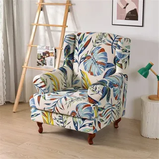 FZKun Stretch-Stuhlhussen für Ohrensessel, 2-teilig, klassisch, bedruckt, Sofa-Schonbezug, Spandex, Möbelschutz für Wohnzimmer, Schlafzimmer, Hotel (Regenwald)