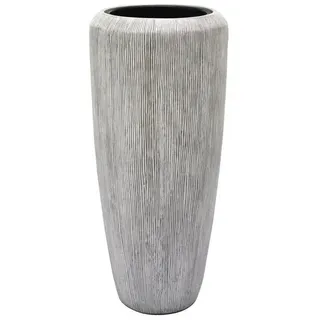 Flingora Bodenvase Esmee, mit Einsatz - Fiberglas - Indoor & Outdoor - Grauweiß - Höhe 75 cm grau|weiß Ø 34 cm x 75 cm