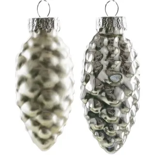 Trendline Glas-Tannenzapfen Silber 12 Stück 6 cm Weihnachtsdekoration Dekozapfen