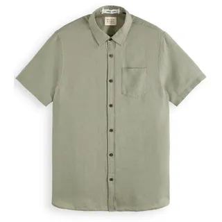 Scotch & Soda Kurzarmhemd Hemd Kurzärmliges Leinenshirt mit Knopfleiste und (1-tlg) grün S
