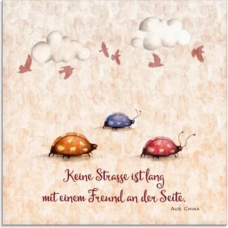 ARTland Glasbild Lebensweisheit Freunde Größe: 20x20 cm - Creme