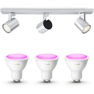Philips Hue Runner Aufbauspot Mit 3 Lichtpunkten Gu10 (aluminium) Weißes Und Farbiges Licht - White And Color Ambiance