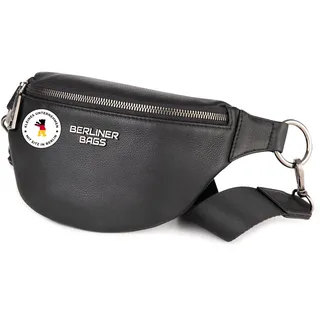 Berliner Bags Premium Bauchtasche Mona, Umhängetasche aus Leder, Crossbody Tasche, Gürteltasche für Damen und Herren - Schwarz