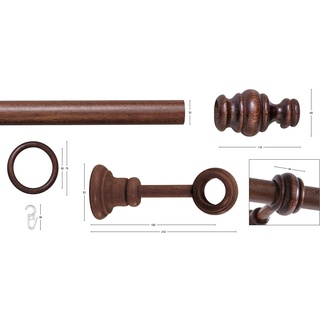 Gardinenstange GARESA "BAROCK" Gardinenstangen Gr. L: 390 cm Ø 35 mm, 1 läufig, braun (nussbaum) Gardinenstangen nach Maß rustikale Vorhanggarnitur Holz, verlängerbar, mit Ringe2 Lauf Gleiter