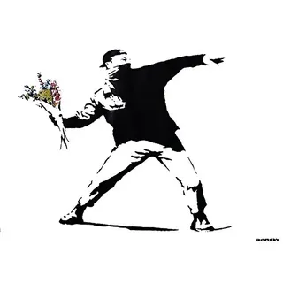 Banksy Poster Graffiti Throwing Flowers (59cm x 42cm) + Ü-Poster