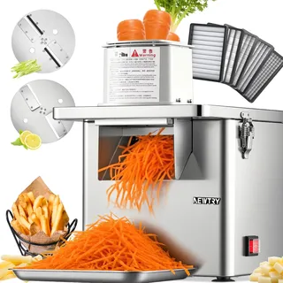 NEWTRY 4-in-1 Elektrische Gemüse Schneidemaschine - 250W Edelstahl-küchenmaschine würfelschneider für Würfeln, Raspeln, Schneiden und Streifen für gewerbliche, 200kg/h