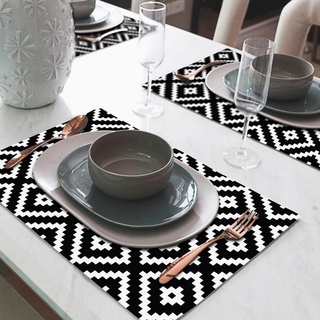 mySPOTTI Tischset »Mercedes«, rechteckig, Kunstleder, schwarz/weiß