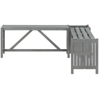 vidaXL Garten-Eckbank mit Pflanzkübel 117 cm Massivholz Akazie Grau