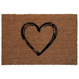 oKu-Tex Fußmatte Koko-Print, Kokos Türvorleger mit Aufdruck, rechteckig, Höhe: 15 mm, Herz, In- & Outdoor Kokosmatte mit Motiv