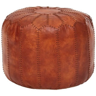 Wohnling Sitzhocker WL6.088, Echt Leder, braun, (Ø/H) 52 x 40cm