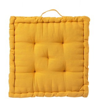 LOLAhome Modernes gelbes Bodenkissen aus Baumwolle/Polyester für Wohnzimmer 45 x 45 cm Iris