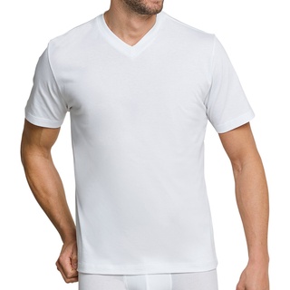 SCHIESSER Herren American T-Shirt 2er Pack - 1/2 Arm, Unterhemd, V-Ausschnitt Weiß S