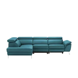 Primo Leder Ecksofa  Dallas ¦ türkis/petrol ¦ Maße (cm): B: 283 H: 74 T: 228.0