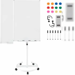 Costway Flipchart Ständer Mobiles Whiteboard 100 x 65 cm Weiß