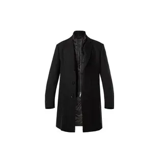 bugatti Herren Mantel schwarz unifarben Slim Fit, schwarz, Herbst/Winter 2023/2024