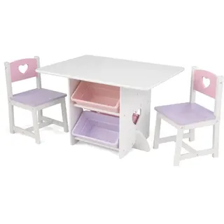 KidKraft® Tisch- und Stuhlset Herzchen weiß / rosa