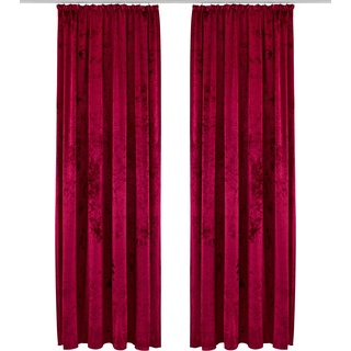Vorhang MY HOME "Velvet" Gardinen Gr. 245 cm, Kräuselband, 135 cm, rot (weinrot) Kräuselband Samt Uni