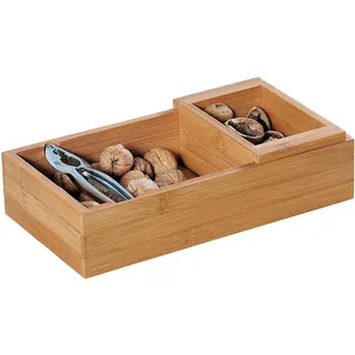 KESPER® Snackschale Nussschale inkl. Nussknacker, Bambus, (Set, 3-tlg), mit Schale für Abfälle beige