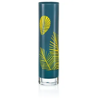 Crystalex Tischvase Vase Spring Petrol S1704 Kristallvase 240 mm (1 St., 1 x Vase), Kristall, besprüht, Aufdruck gelb|weiß