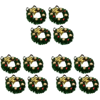 TOPBATHY 12 STK Weihnachtskranz Kerzenringe Kranz Weihnachts-mini-kränze Spitzkerze Christbaumschmuck Zum Aufhängen Christbaumkranz Miniatur-weihnachtsschmuck Zum Basteln Tür Kranz Plastik