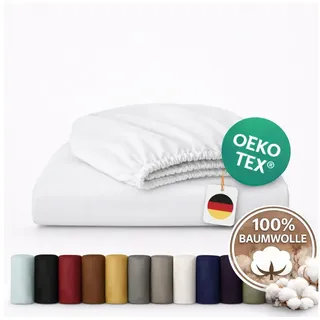 Komfortec Spannbettlaken Jersey Spannbettuch, 90x200, 140x200, 160x200, 180x200 oder 200x200 cm, 100% Baumwolle (135 g/m), Gummizug: Rundum, (1 Stück), OEKO-TEX® Standard 100 Zertifisiert, für Matratzen bis 25 cm Höhe 90 cm x 200 cm