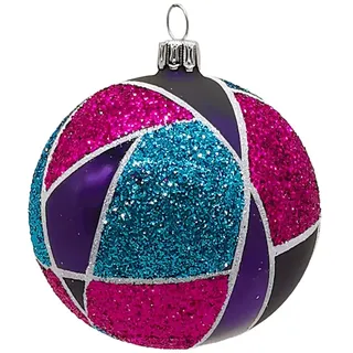 Schatzhauser Weihnachtsbaumkugel Christbaumkugel mundgeblasen lila / pink / blau (1 St), mundgeblasen, handbemalt lila Ø 8 cm