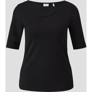 s.Oliver - T-Shirt mit Schlitz, Damen, schwarz, 38