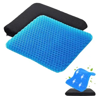 Gel Sitzkissen, Gelkissen Sitzkissen mit rutschfest Abdeckung Sitzkissen Orthopädisch, Wabenstruktur Elastisches Sitzpolster Atmungsaktives Stuhlkissen für Auto, Büro, Rollstuhl