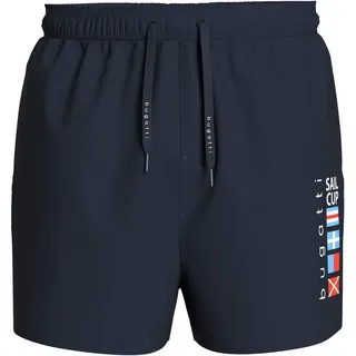 Bugatti Badehose mit Markenprägung an den Kordeln blau M